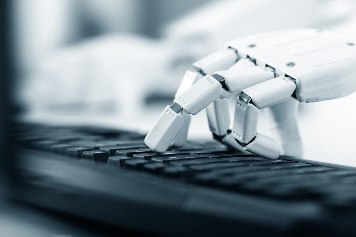 robot hand using keyboard