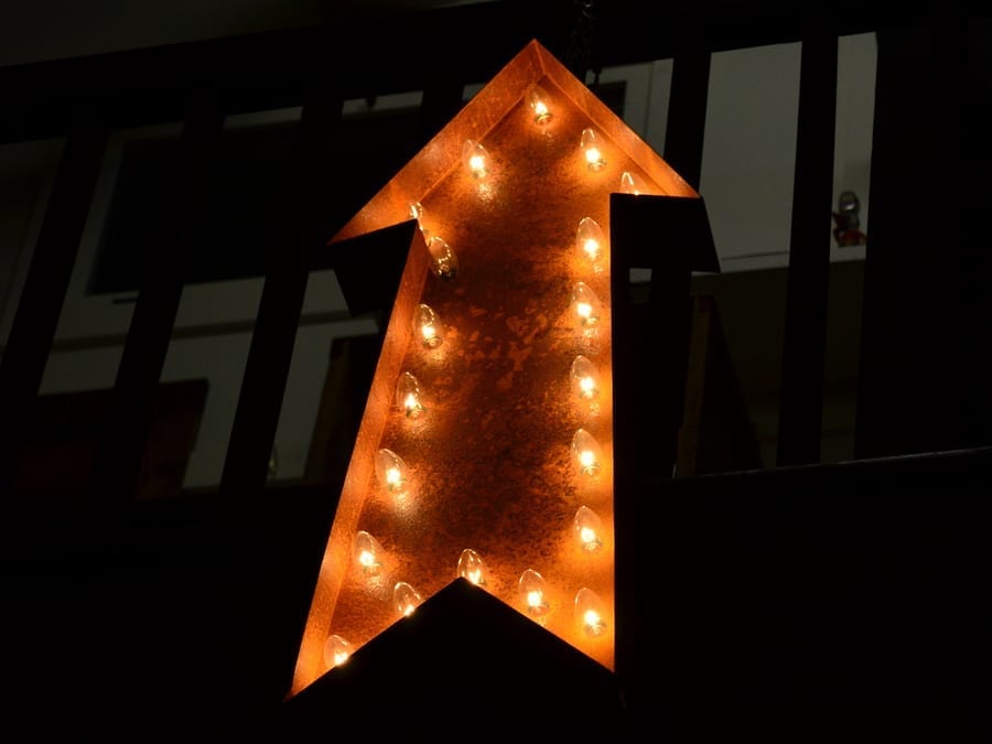 arrow sign with lights
