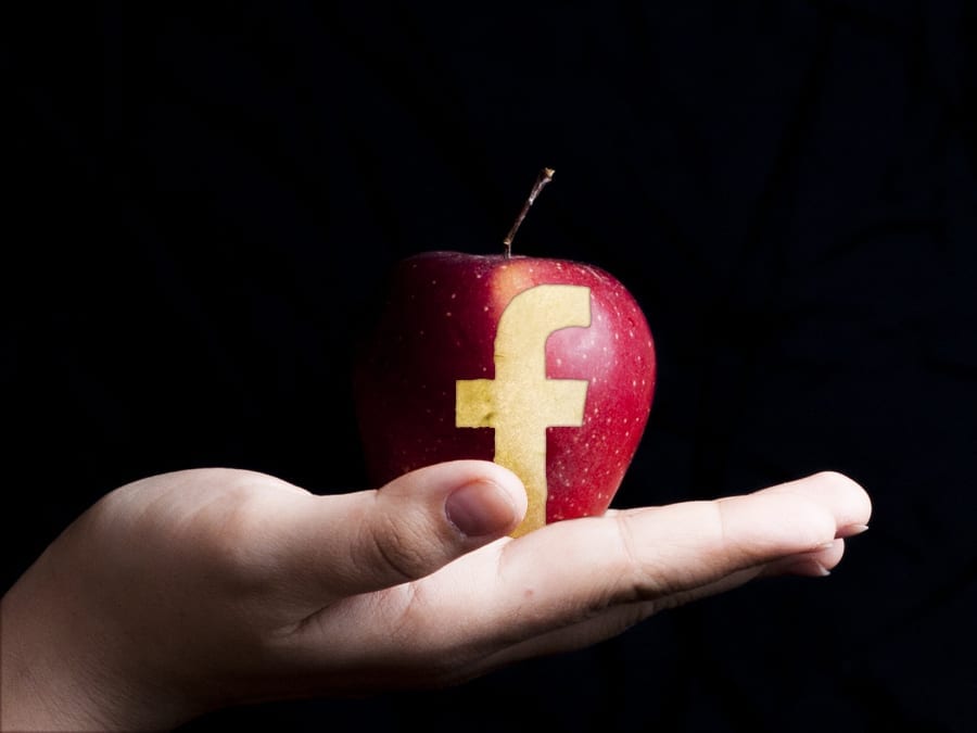 apple with facebook logo