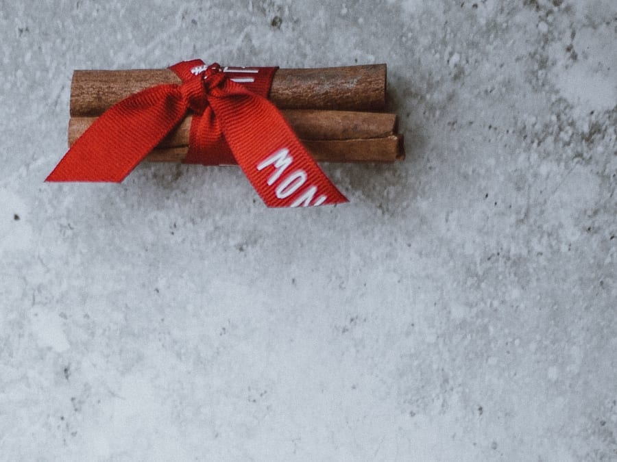 cinnamon sticks tied with ribbon