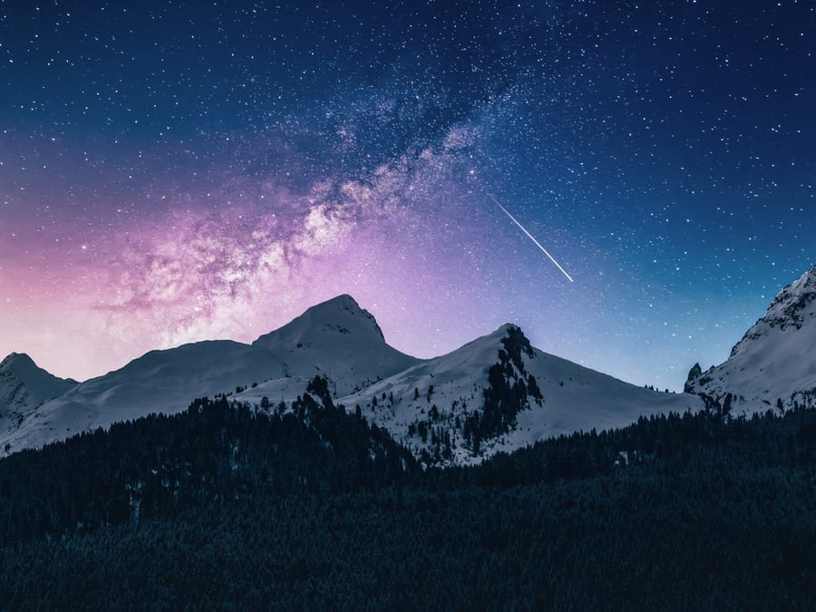 mountain range with stars