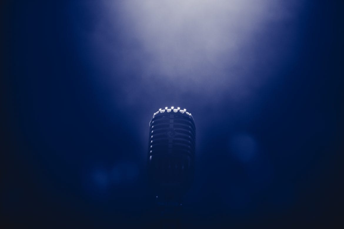 microphone with blue background