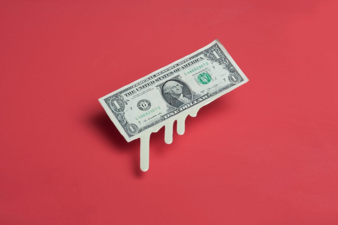 dollar bill melting