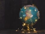 globe with lights on it