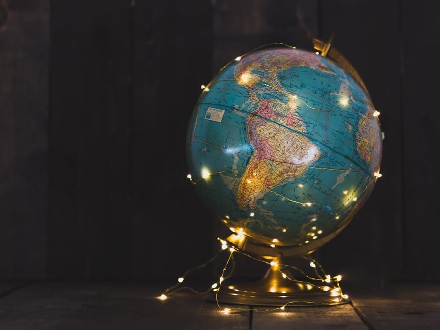 globe with lights on it