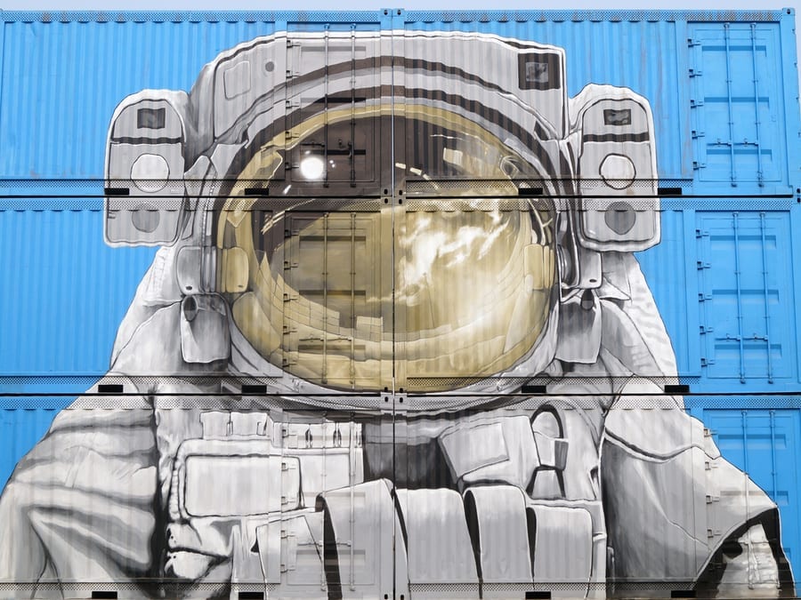 Astronaut Graffiti on Semi-Trailers