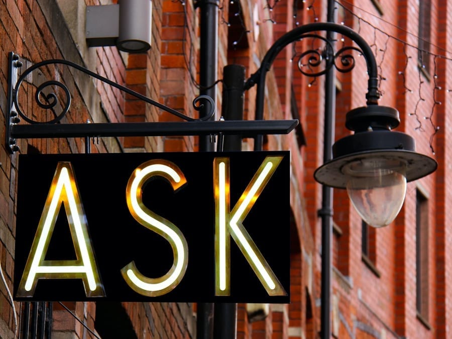 sign that says ask